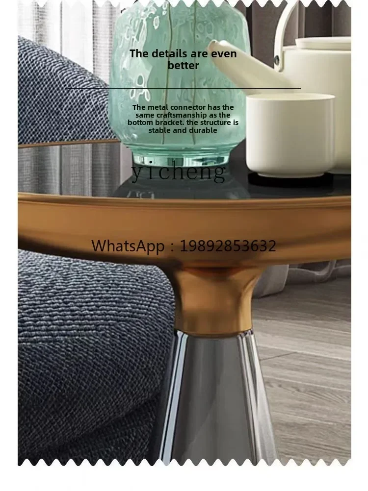 

H3-24 rock slab coffee table high-end living room home minimalist stainless steel round corner table