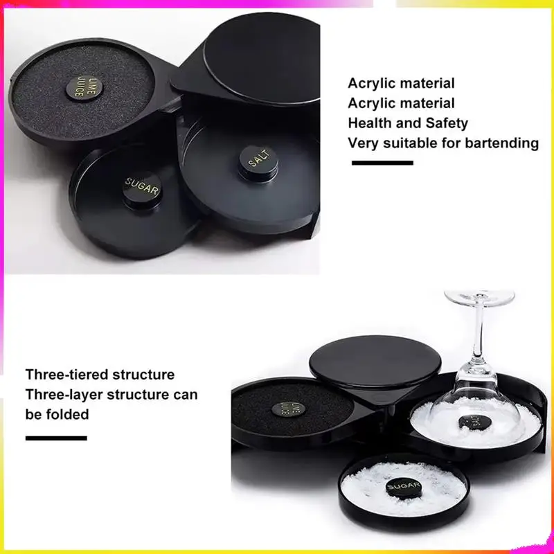 M04K Bar Wine Accessories,3-Layer Rotating Cocktail Seasoning Box, Mixed Salt And Sugar Box, Bar Bartender Mixer Toolbox