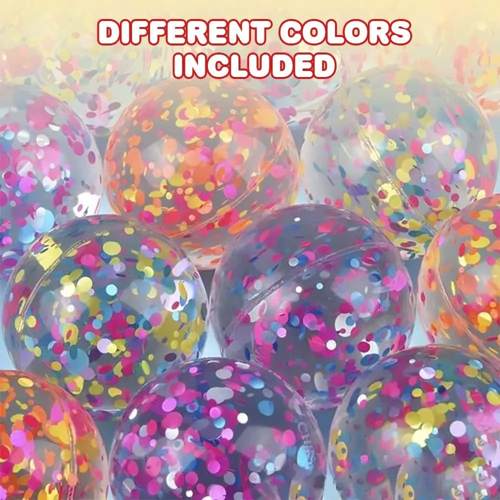 Sparkle Spot High Bounce Balls, Set of 12, Bouncing Balls for Kids with Confetti Inside, Outdoor Toys for Encouraging Active Pla