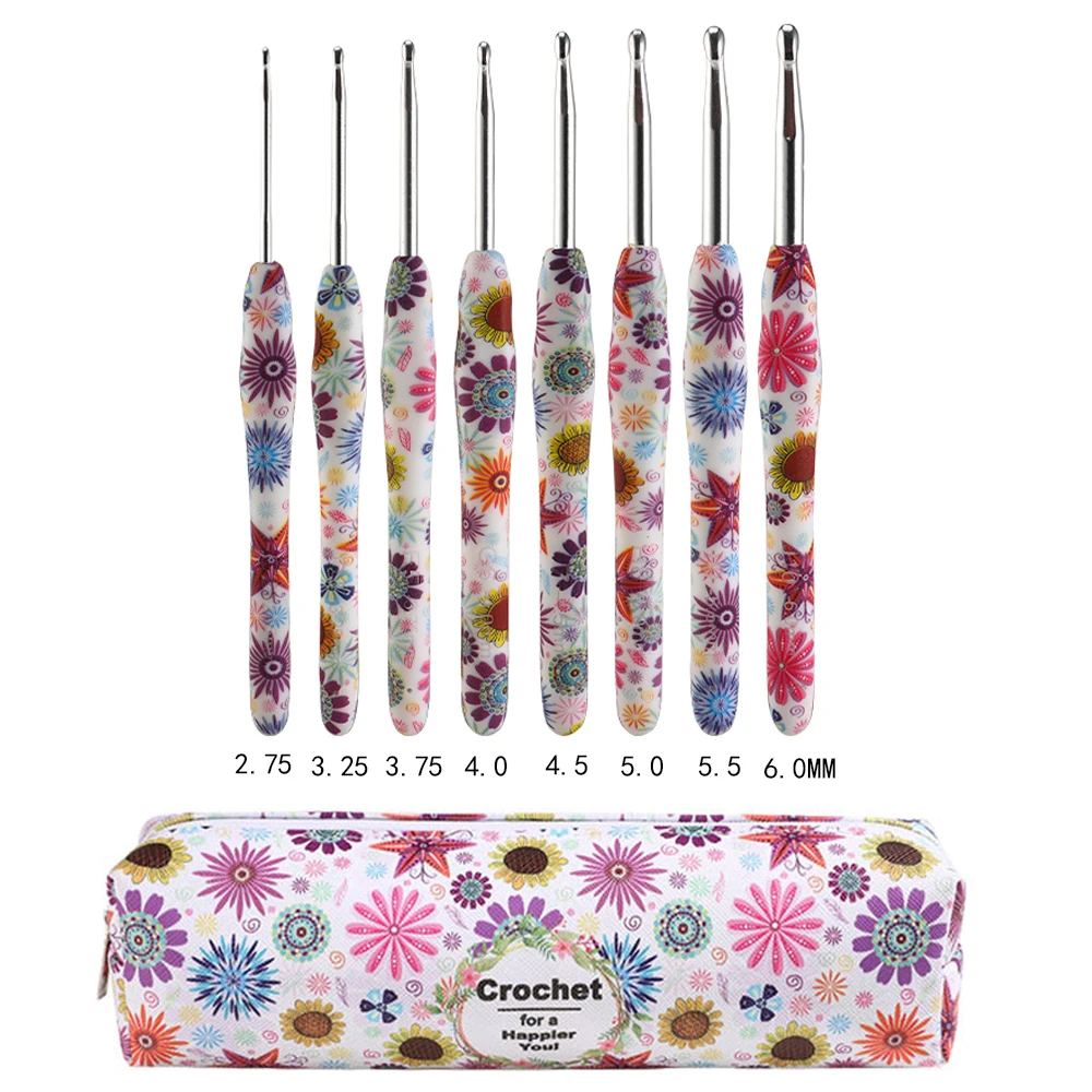 Ceramic Handle Crochet Hooks Set for Knitting