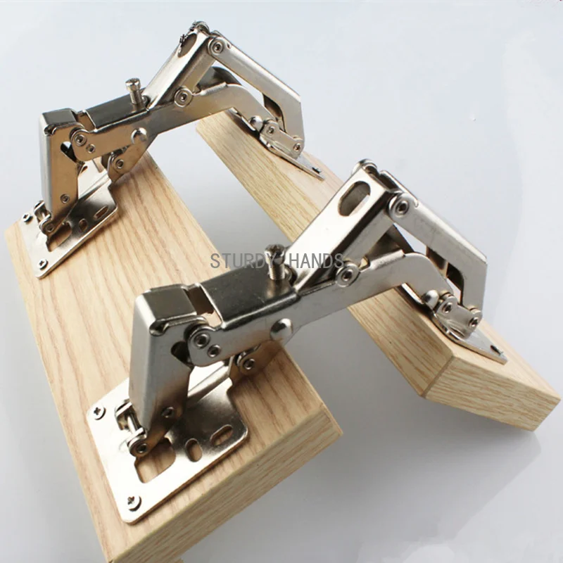 1 heavy-duty adjustable 130-170 degree cabinet door hinge with non drilled bridge spring hinge hardware accessory