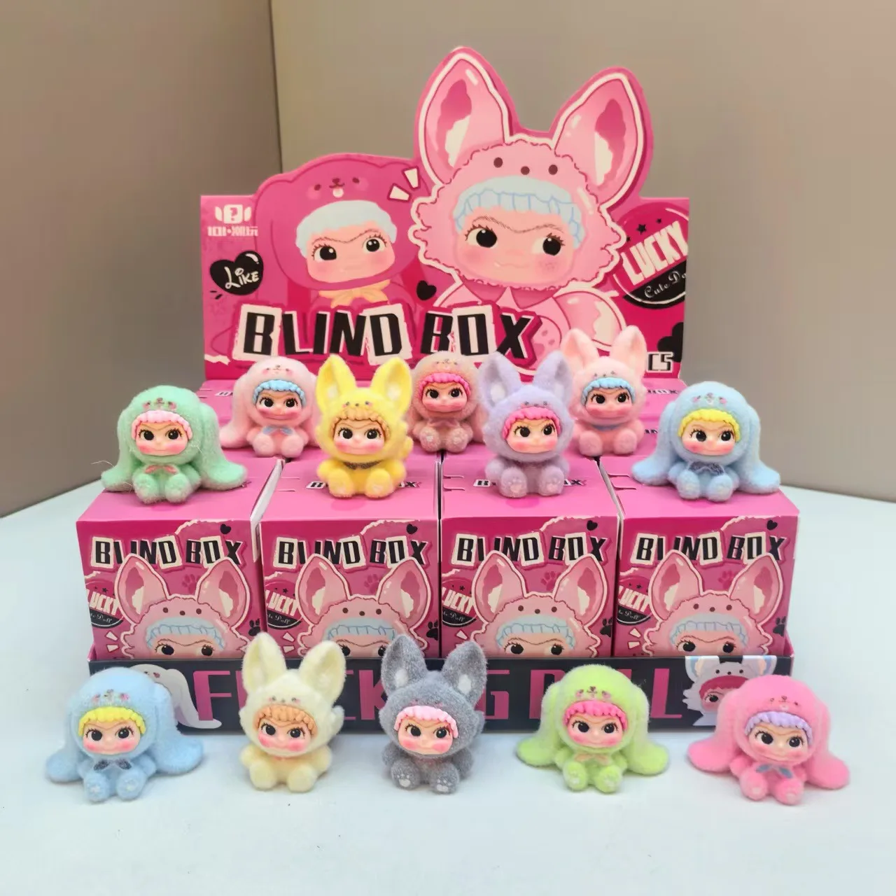 

WAKUKU Blind Box Mini Figure Toys Cartoon Flocking Surprise Box Cute Doll Desktop Ornaments Model Girls Fans Gift