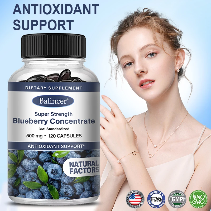 Balincer Blueberry Extract 500 Mg, Antioxidant, Reduces Eye Fatigue, Healthy Vision and Dryness, Supports Skin Health