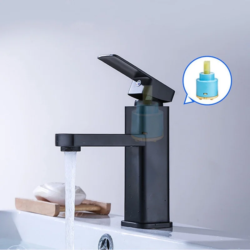 Sink Counter Waterfall Bathroom Tap Basin Mixer Tap Square Mono Faucet