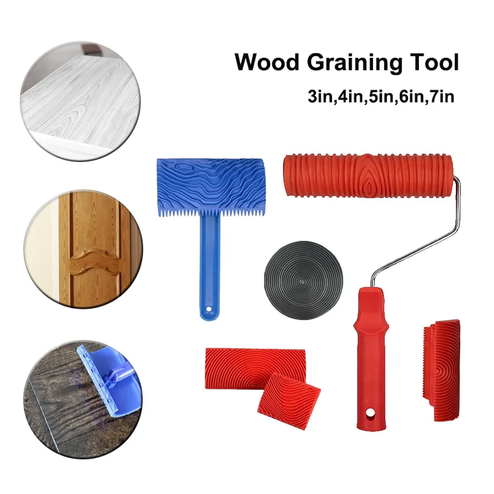 

Rubber Roller Brush Painting Tools Imitation Wood Graining Wall Painting Home Decoration Art Embossing DIY Graining