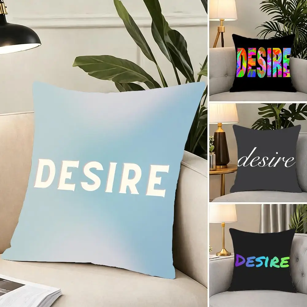 Moody Evocative Desire Pattern Cushion Cover Portable floor cushion for travel Yoga Minimalist text 2way tricot