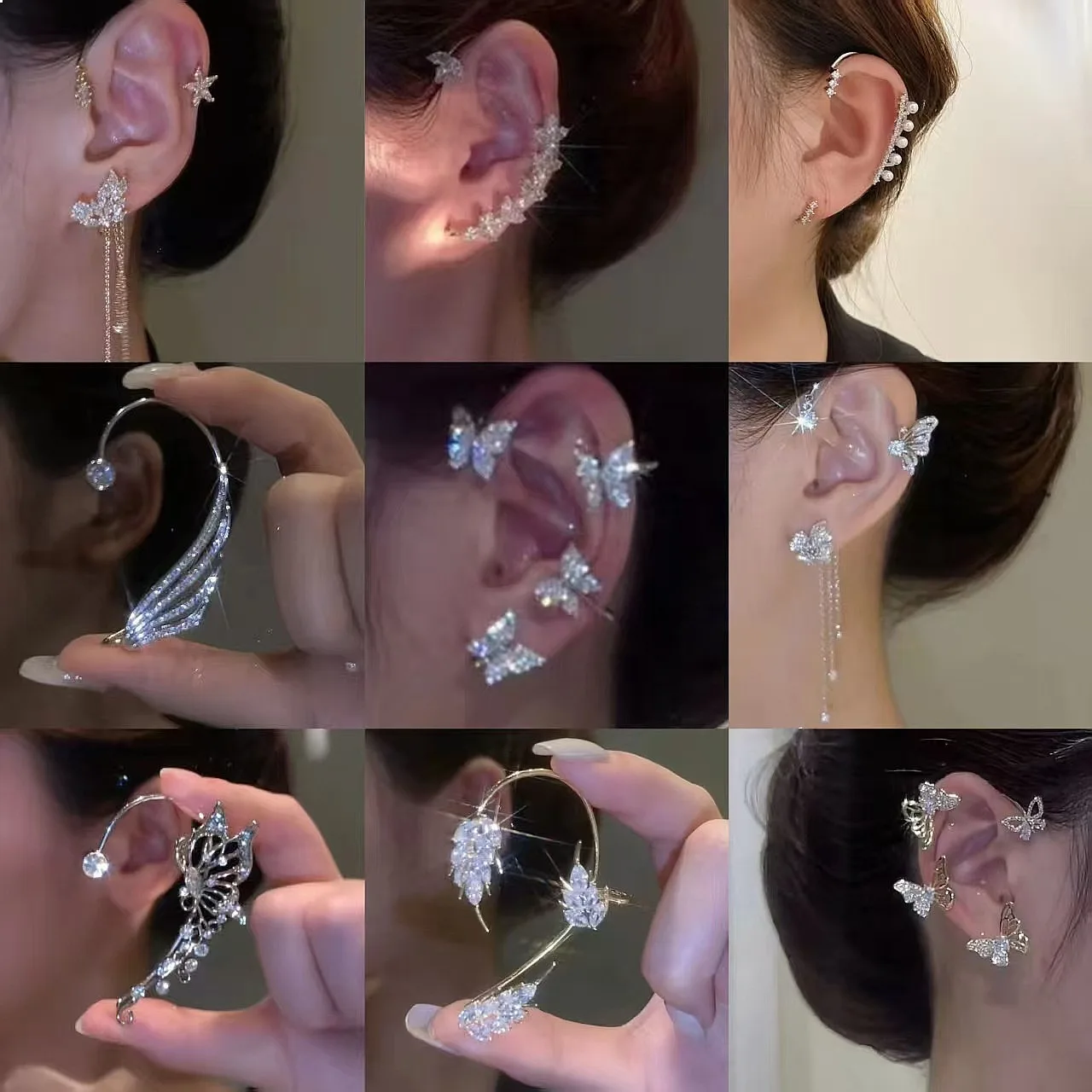 Korea Dongdaemun Butterfly Ear Clip Earrings No Piercing Star Tassel Snowflake 2025 Wholesale