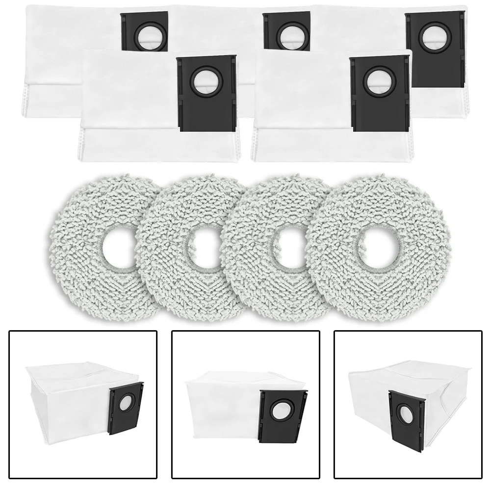 

4 Mop Cloths & 5 Dust Bags For Eureka J15 Max Ultra Automatic Emptying Robotic Vacuum Cleaner Mop And Dust Bag Set