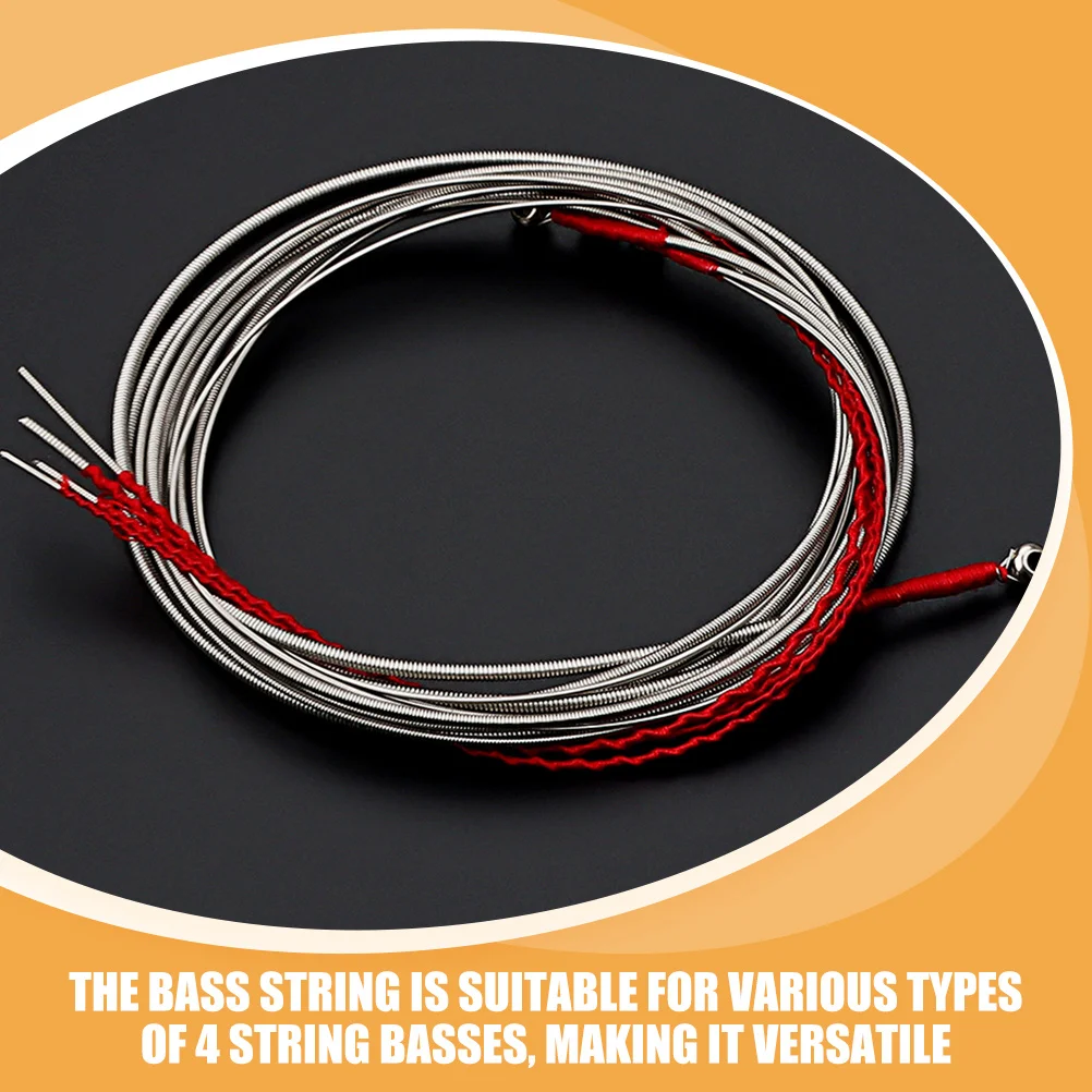 

4Pcs Bass Strings 4 String Set Sturdy Metal Build Enhanced Durability for Acoustic and Electric Bass Guitars Smooth Tone