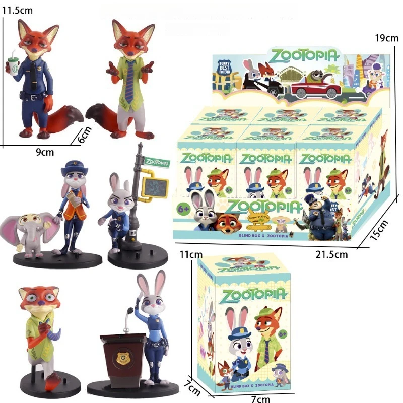 Linda caja ciega de felpa de animales Zootopia, muñeca de mano de resina de perezoso Nick Judy, decoración de escritorio de dibujos animados de Disney
