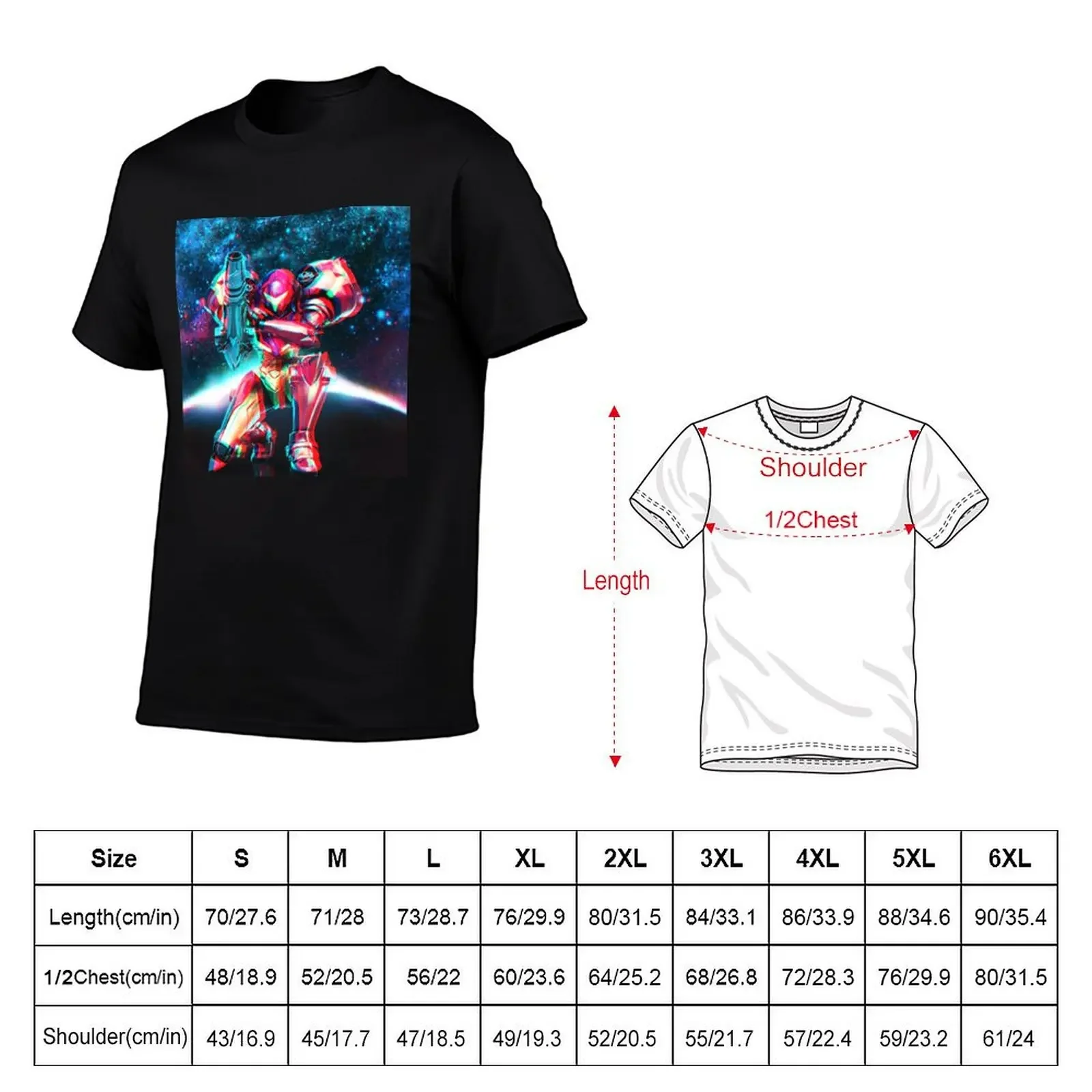 Neon Lights Varia Suit Samus Aran T-Shirt cotton graphic tees baggy shirts sublime men clothings