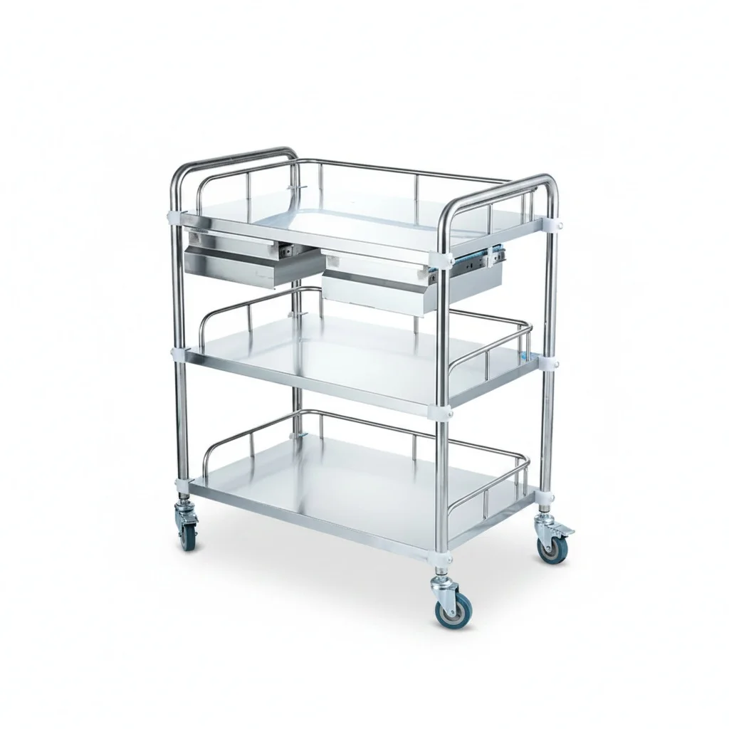 Medical Cart, Metal Medical Trolley, Treatment Cart, Multi-layer Utility Organizer, Hospital Medicine Utility Trolley
