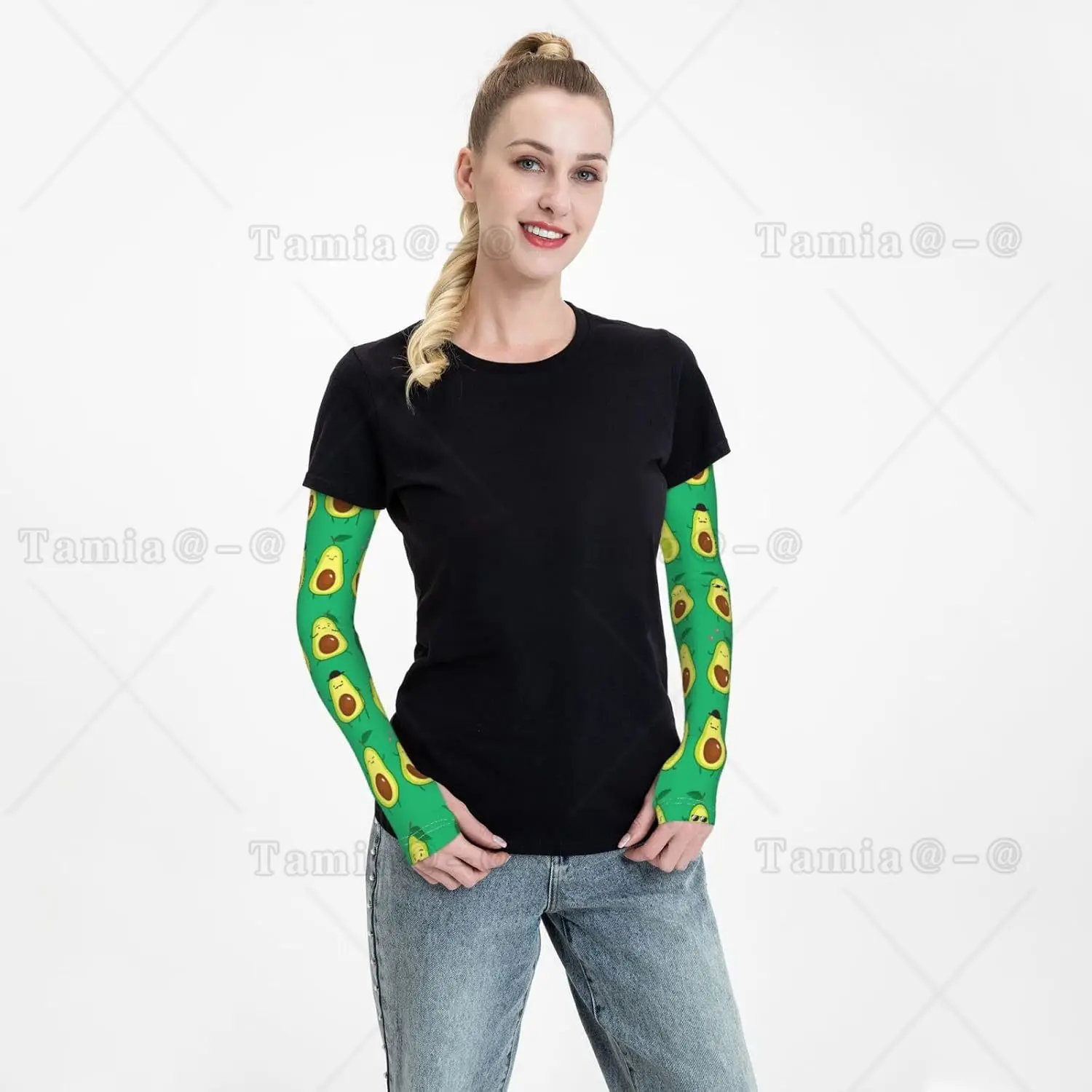 Mangas de braço com estampa de frutas de desenho animado, resfriamento UV, proteção solar, compressão esportiva para homens e mulheres, golfe, basquete, mangas de braço