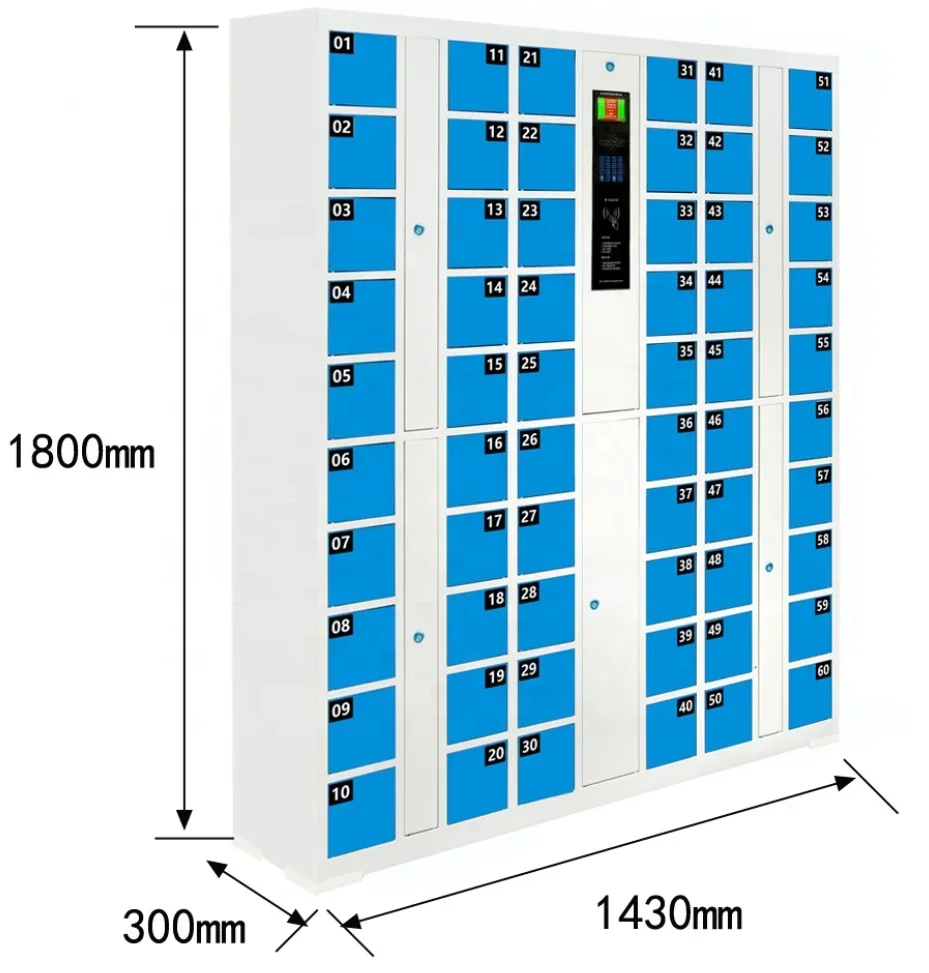 60 Door Mobile Phone Charging Cabinet Smart Locker Fast Charging USB Cabinet for Restaurant Locker