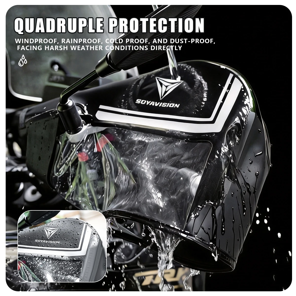 Motorcycle Handlebar Muffs Winter Waterproof Windproof Thermal Gloves Grip Cover For Scooter ATV Moto Accessories Universal