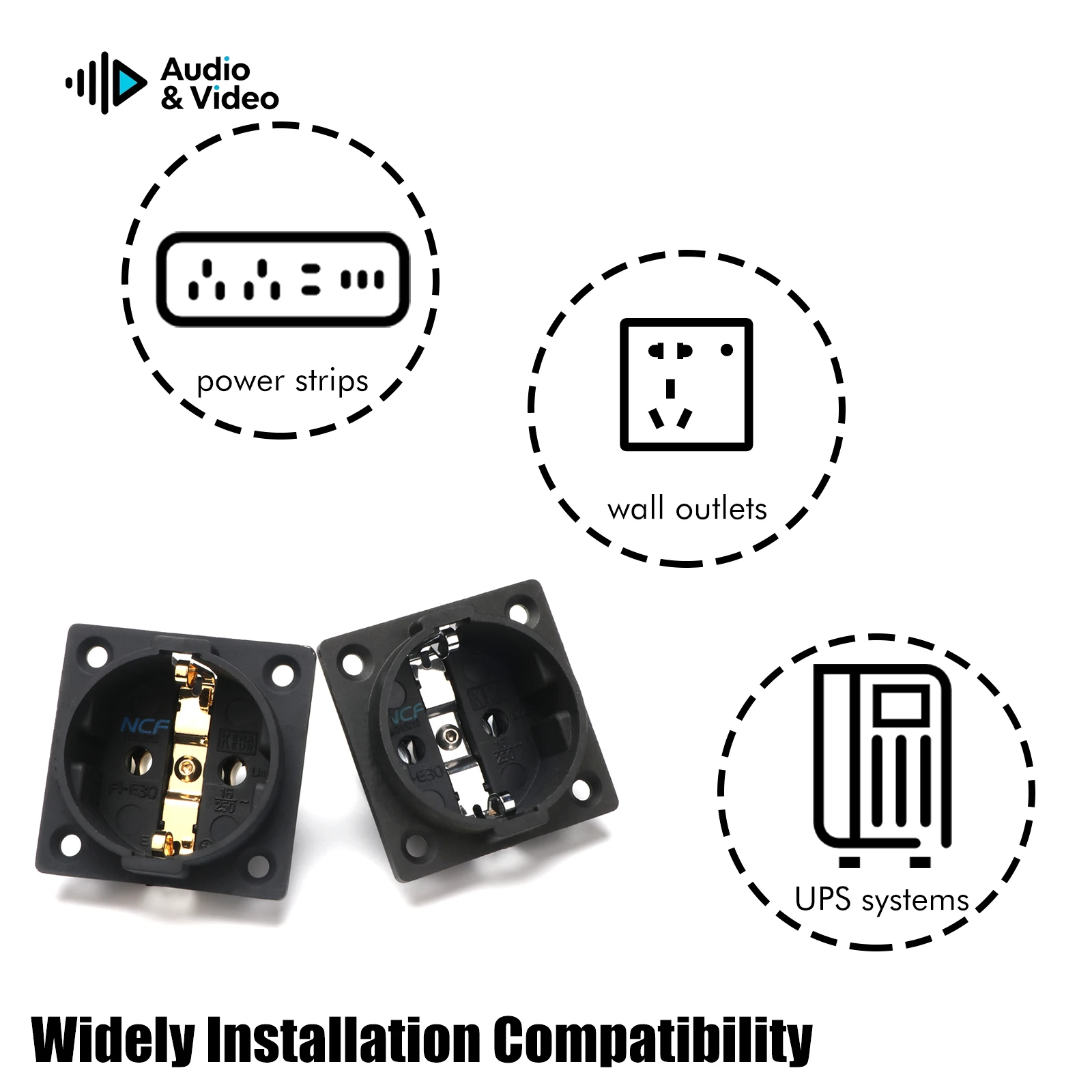 EU-Schuko-Steckdose NCF FI-E30 AC 250 V 16 A EU 2-polige IEC-Eingangsleistung Uitimate Schuko-Chassis-Buchse plattiert Neutralkupfer – Detail 5