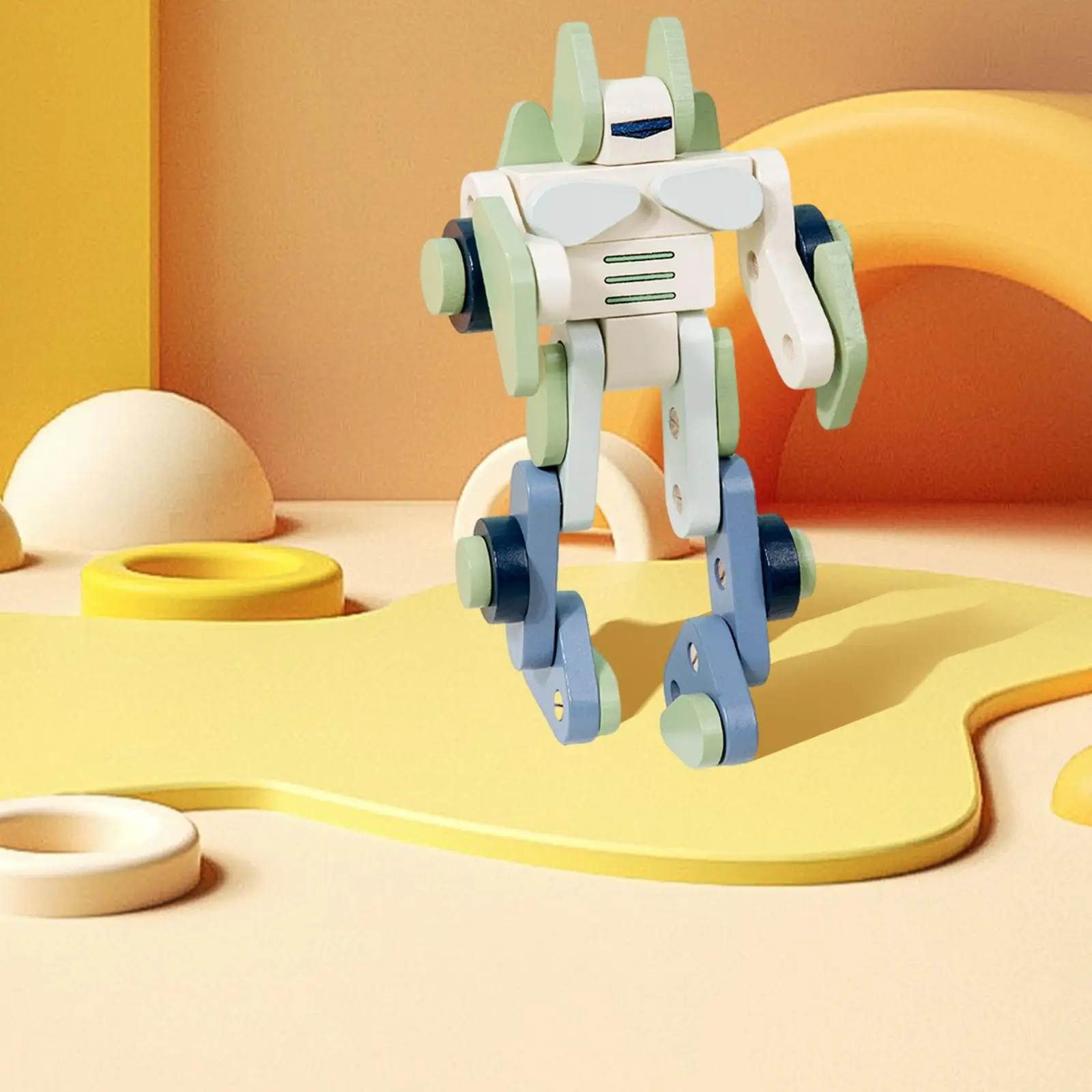 Interactive Wooden Robot Assembly Toy for Children DIY Craft Kit Educational Building Project Transforming Robot Toy