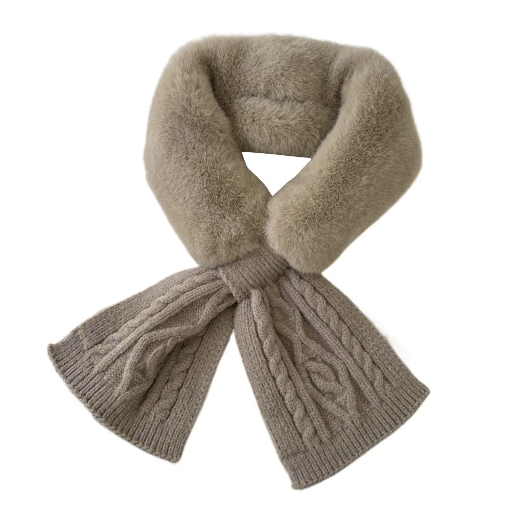 

Удобный шарф из искусственной кроличьей шерсти, толстый шелковистый вязаный шарф, мягкие теплые зимние шарфы для защиты шеи