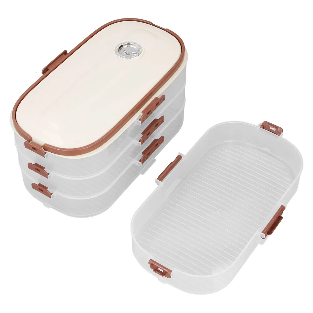 Portable 4 Layers Food Storage Container PP Airtight Lid Dumpling Storage Box Snack Storage Container Picnic Use