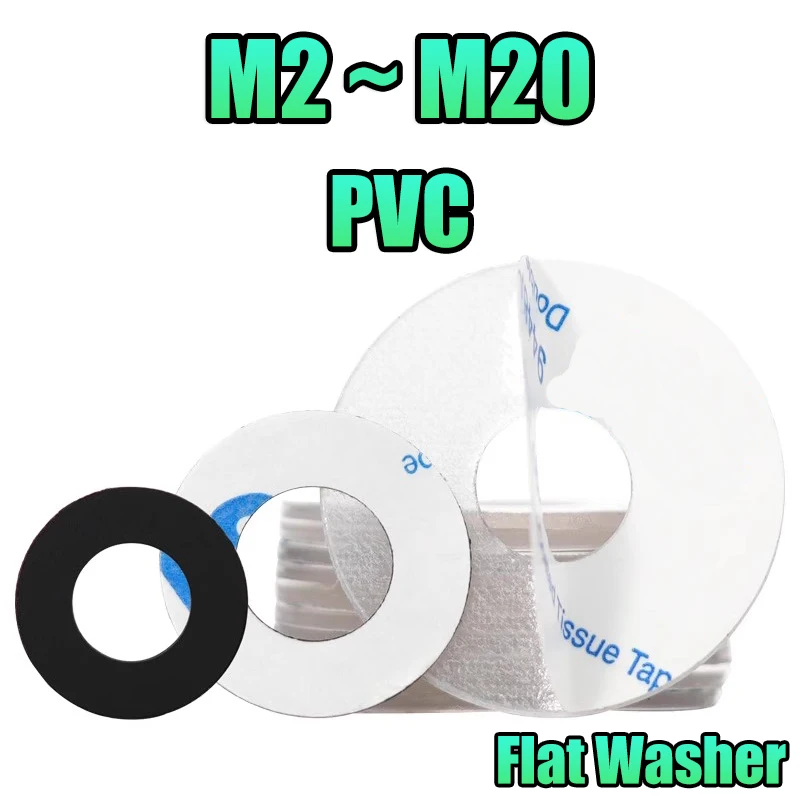 Hard PVC Black White Insulating Washer M2-M20 Single Sided Adhesive Round Flat Ring Spacer Pad Self Stick Hardware Fastener
