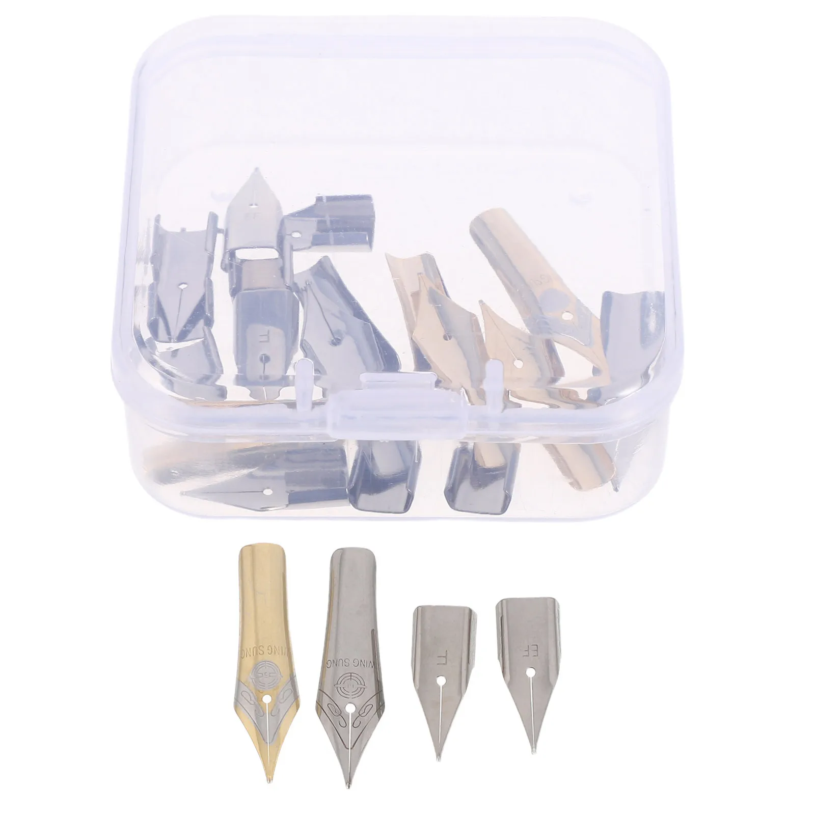 20 pçs universal aço caneta fonte nibs substituição dicas de metal fino caligrafia escrita pintura assinatura caneta reposição acessórios