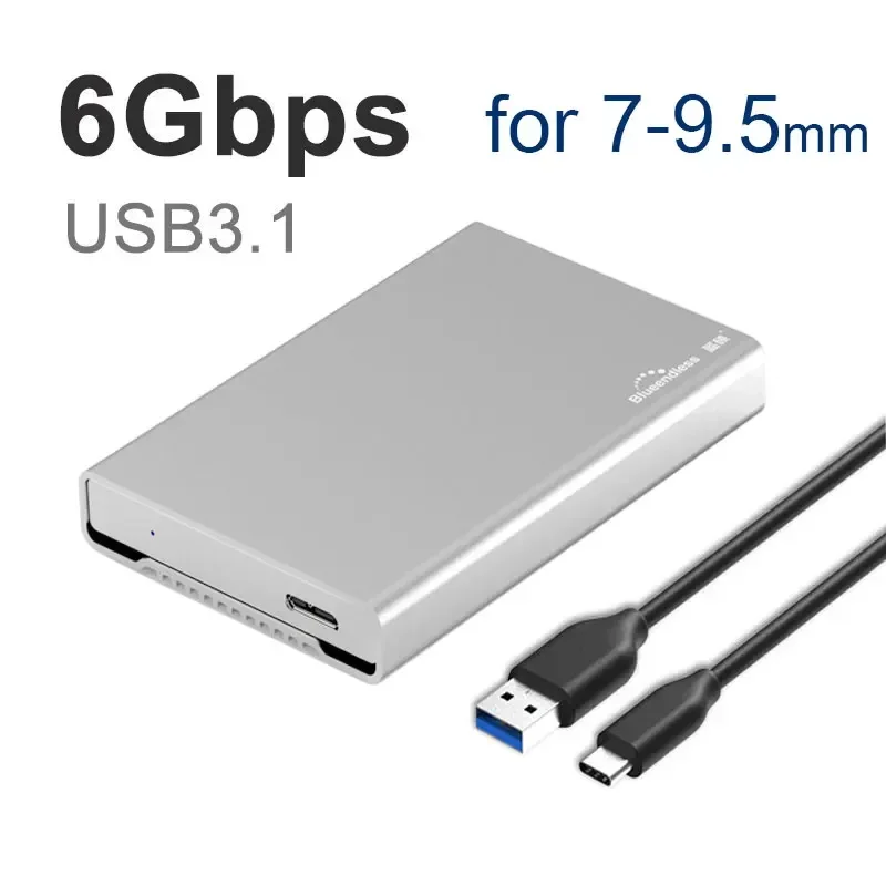 Blueendless 2.5 Inch Aluminum Hdd Case Ssd Hd External Hard Drive Sata to Usb Hard Disk Case Box for 9.5mm 15mm HDD Box