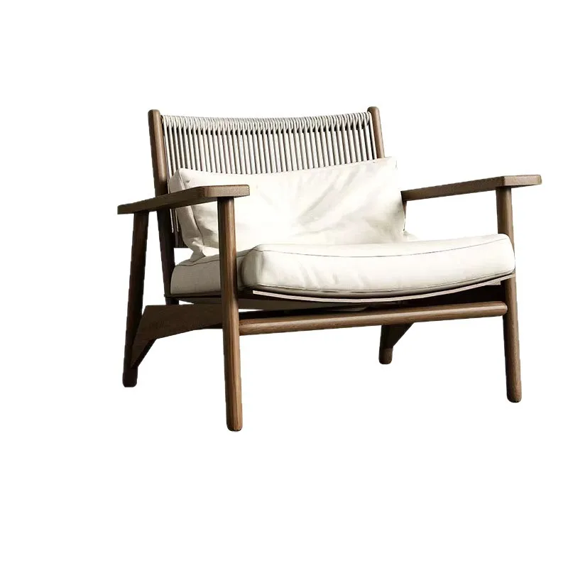 

Solid wood retro wind single sofa chair living room lazy balcony leisure chair