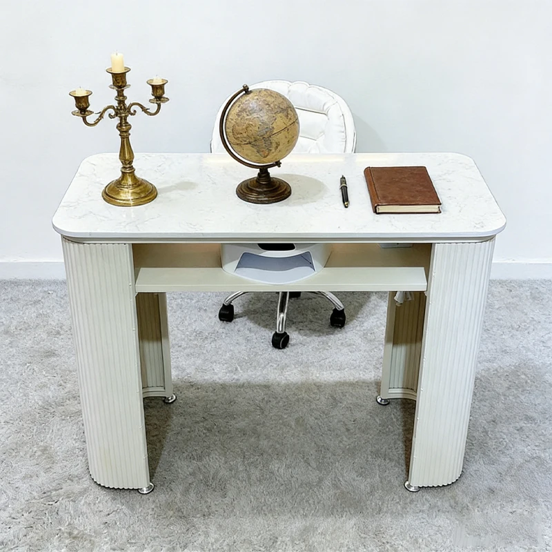 Nordic marble nail art table and chair combination with built-in vacuum cleaner socket nail art table