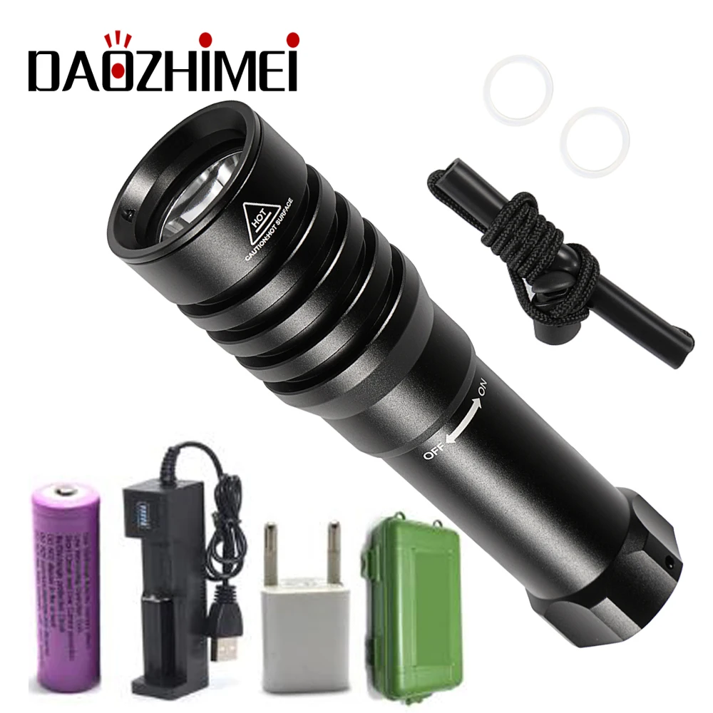 

Portable LED Mini Diving flashlight 1 Mode 18650 Tactical Underwater Lantern 100M Waterproof Lamp Dive light Torch