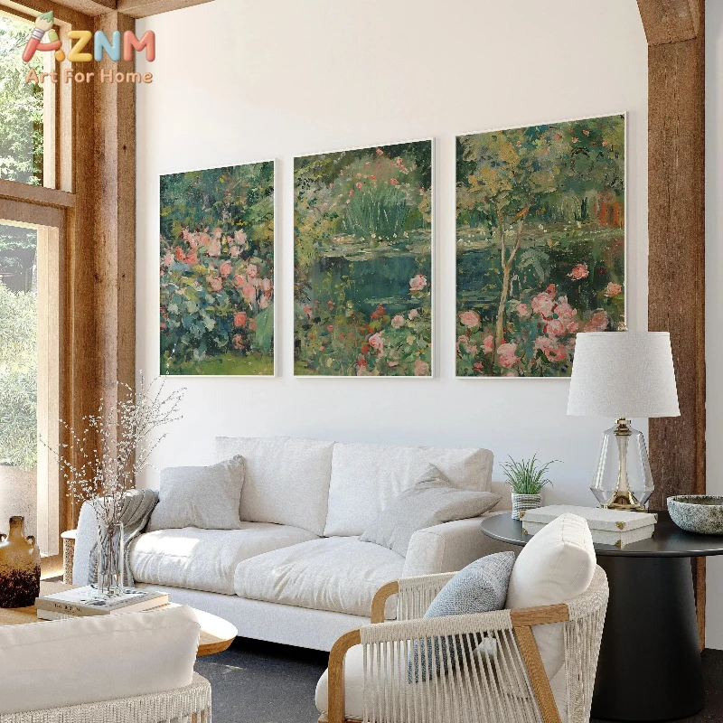 3pcs AZNM Pastel Pink Minimalist White Floral Watercolor Canvas Wall Art, Elegant Hanging Branch Botanical Poster, Soft Warm Ton view 4