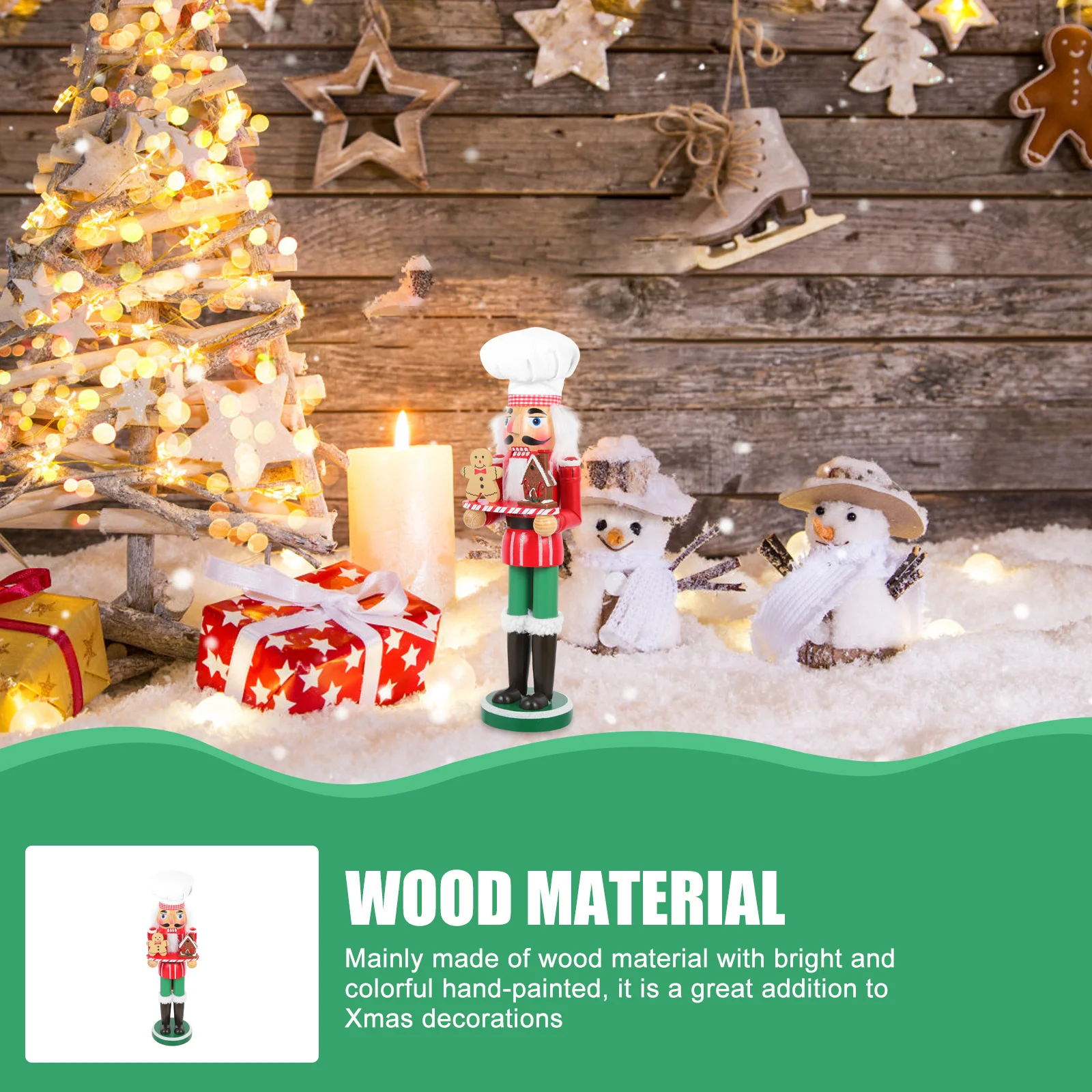 

Traditional Christmas Nutcracker Wood Statue Handcrafted Holiday Decoration for Living Room Festive Season Display