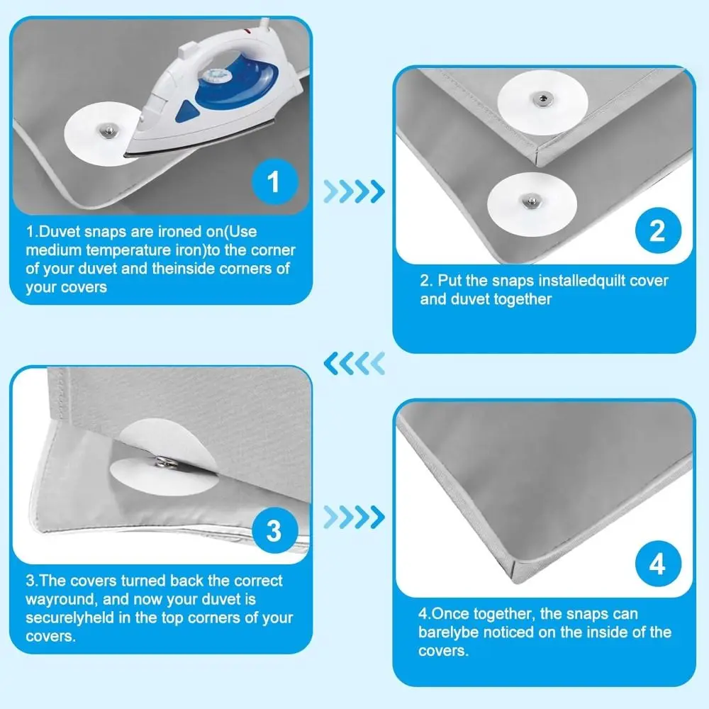 16Pcs Metal Duvet Cover Snaps Clips No More Shifting Clip in Place Metal Snaps Buckle Easy to Install Fit All Thickness