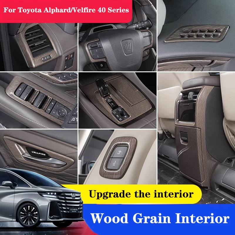 Complete Set Car Wood Grain Decorative For Toyota Alphard Velfire 40 Series 2024 LHD&RHD Center control and shift head trim