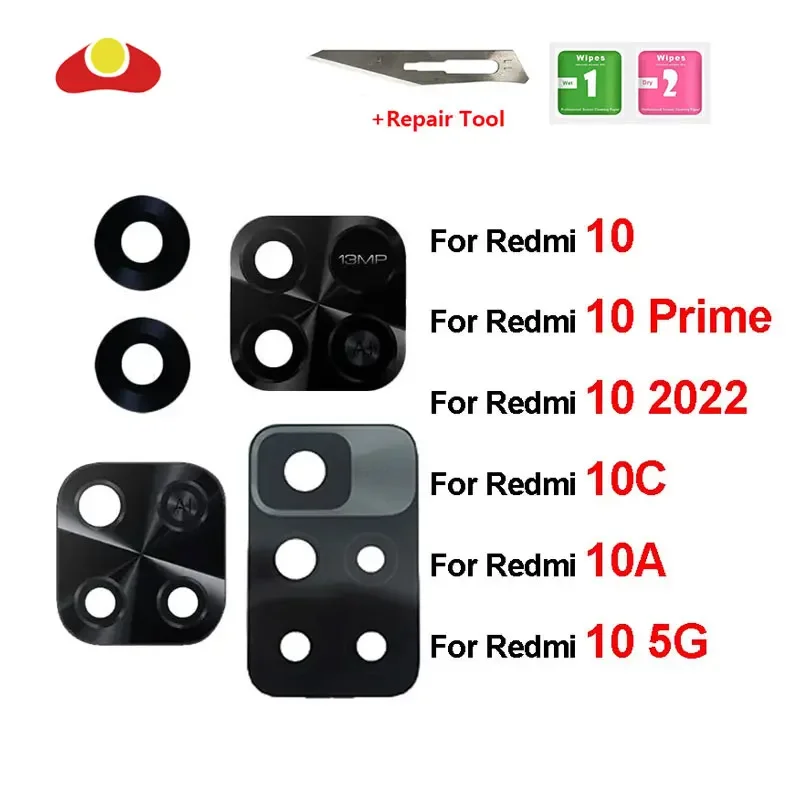 

For Xiaomi Redmi 10 Prime 2022 10C 10A 10Prime 5G Rear Back Camera Glass Lens Cover with Adhensive Tool Replacement Part