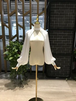 Chiffon-Fleck, hängender Hals, lange Ärmel, Neckholder, Brautkleid-Ärmel, Brautaccessoire, abnehmbare, abnehmbare Puff-Handschuhe