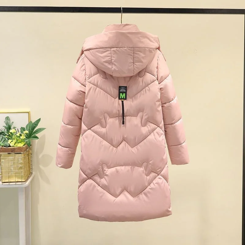 Imagem -02 - Coreano Feminino para Baixo Cabolsa de Algodão Solto Médio Longo Bolso Feminino Outerwear Inverno Engrossado Quente Cabolsa Parka