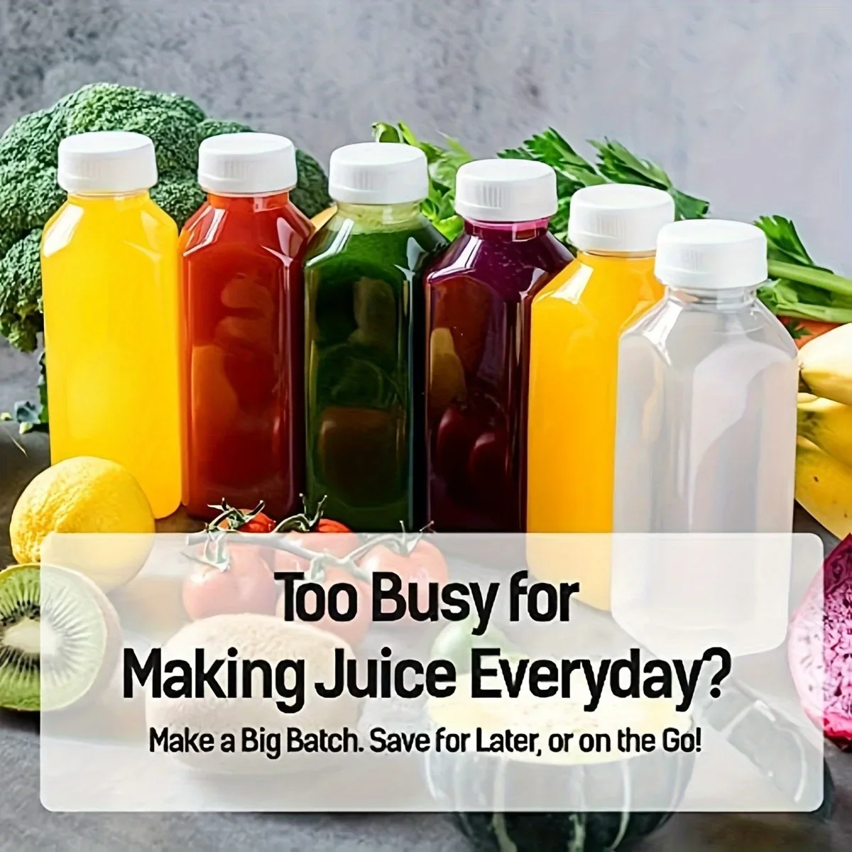 12pcs Plastic Juice Bottles with Caps,  Juice Containers with Tamper Proof Lids  ClearBottles for Juicing, Milk, Smoothie, Drink