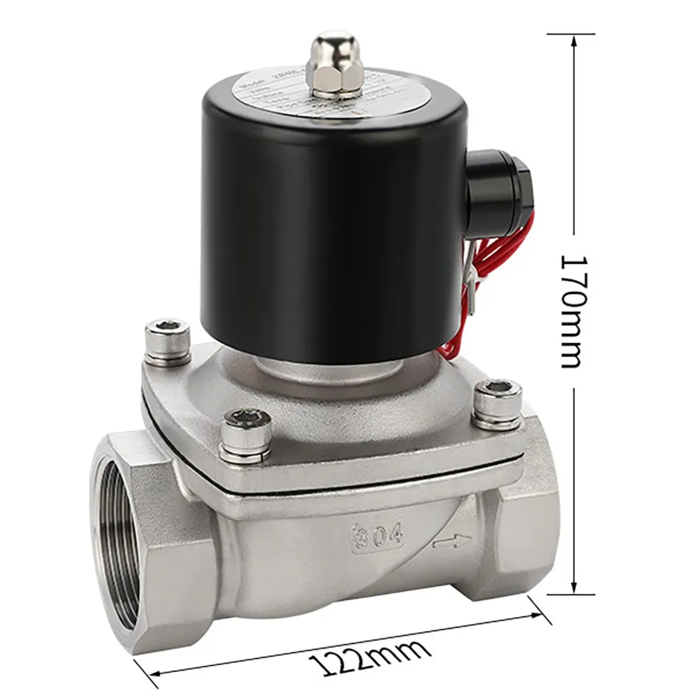 Válvula Solenoide eléctrica de acero inoxidable, neumática normalmente cerrada para agua, aceite, aire, gas, 12V/24V/220V