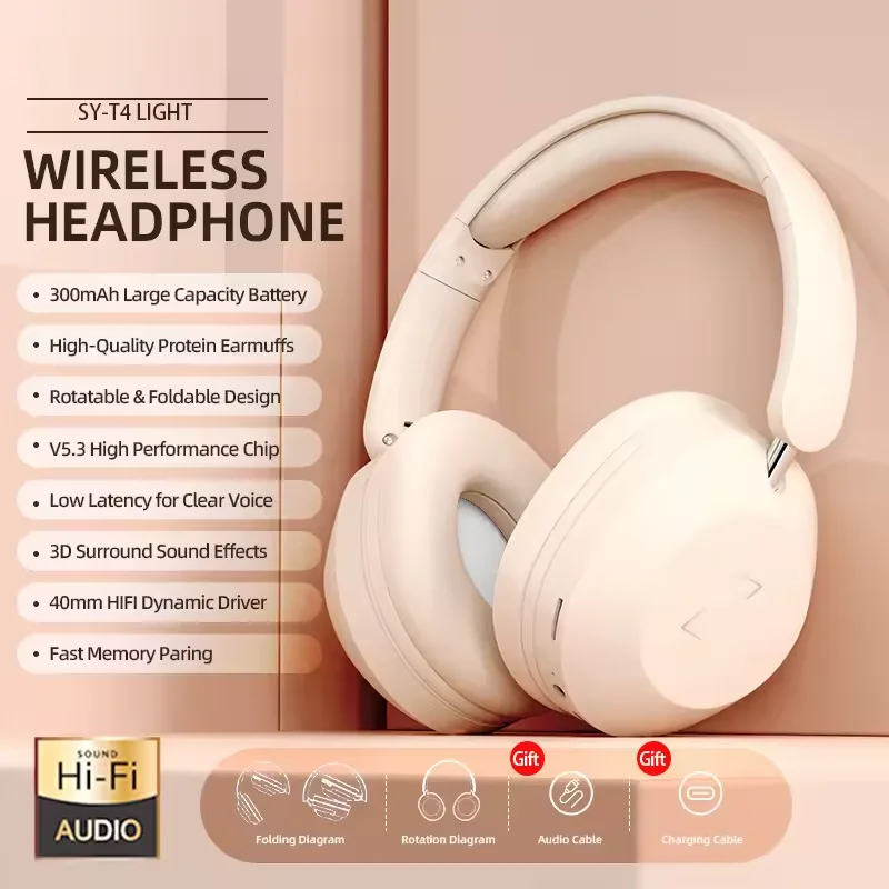 SY-T4 Foldable Wireless Bluetooth Headset Over Ear Sports Headphones High Power Stereo Sound For Cell Phones and Music XiaoMi