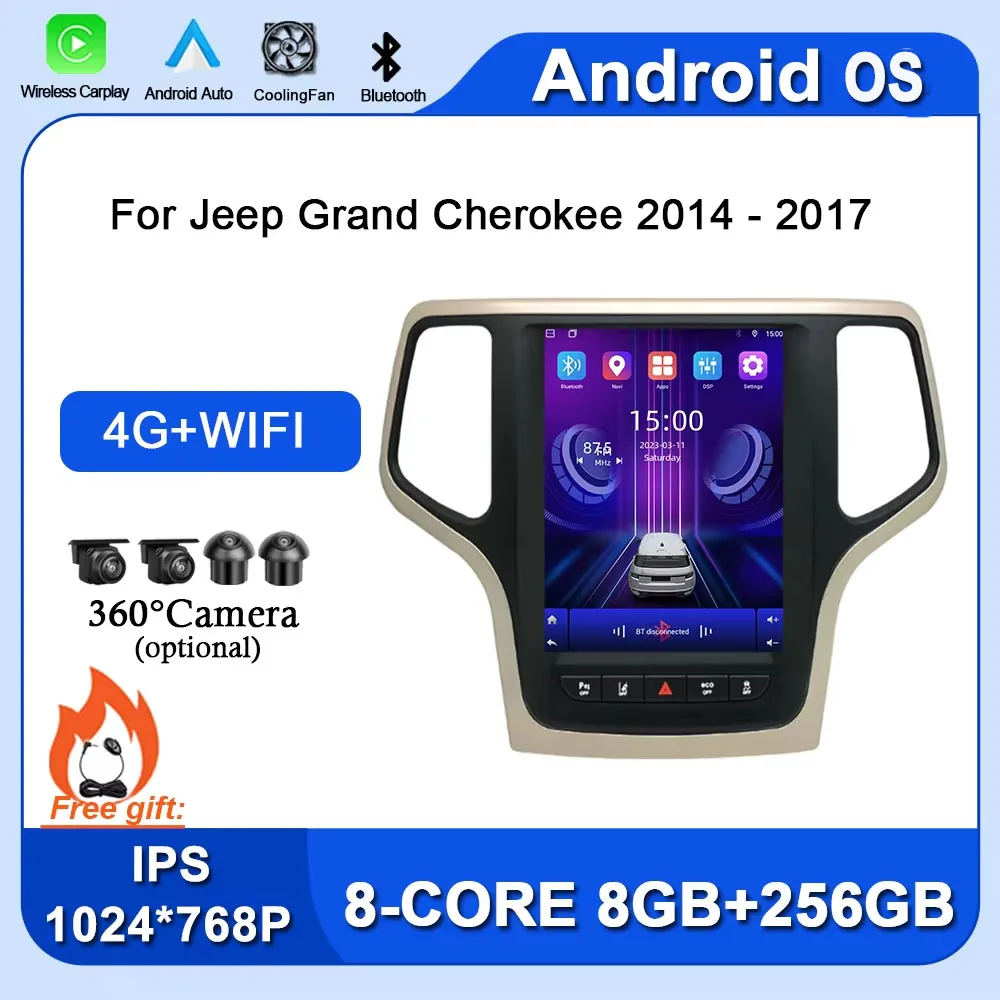 Android14 For Jeep Grand Cherokee 2014 - 2017 Car Stereo Radio Multimedia Video Player WIFI GPS Carplay Head Unit 9.7inch Screen