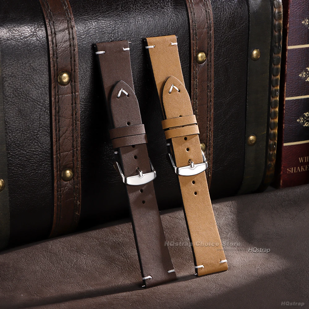 الإفراج السريع الجلود حزام ساعة اليد خياطة 18 مللي متر 20 مللي متر 22 مللي متر العالمي حزام ساعة خمر أسود أزرق براون حزام الساعات اكسسوارات