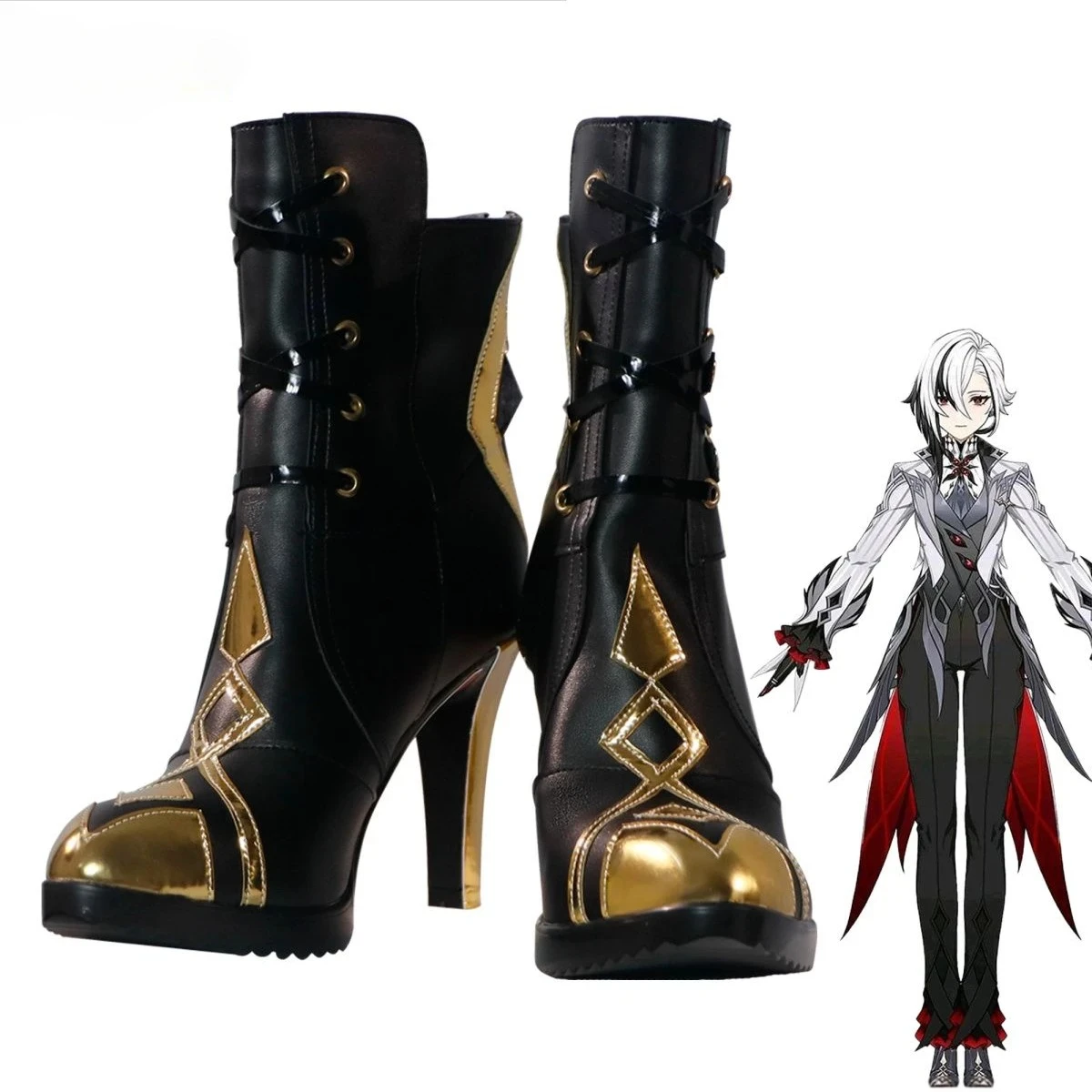 

Anime Shoes Game Genshin Impact The Knave Arlecchino Cosplay Boots Halloween Costume Accessories Props Made