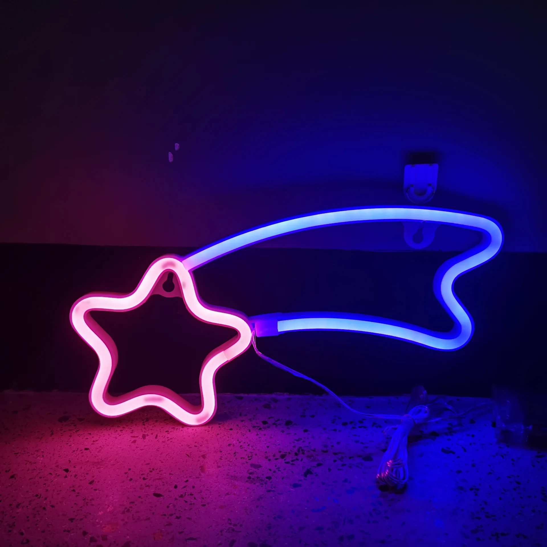 Meteor-Neon-Schild-Lichter, USB-/batteriebetriebene LED-Lichtleiste für Schlafzimmer, Raumdekoration, Geschenk, Nachtlicht, Party, Urlaub, N82