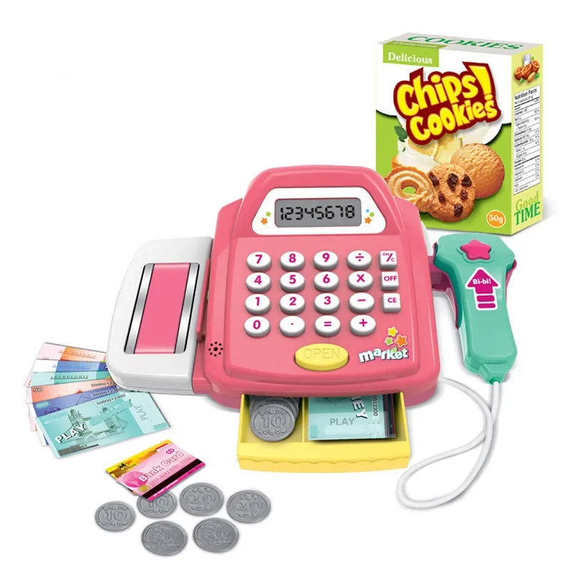 Kids Simulation Pretend Play Supermarket Cash Register Furniture Toys Little Shopping Sale Landline Credit Card Machine Doll