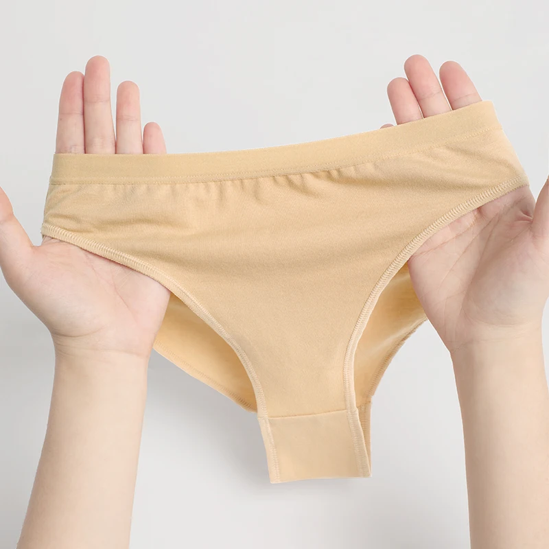 High Crotch Dance Briefs for Woman Soft Breathable Cotton Underwear Beige White Solid Short Underpants