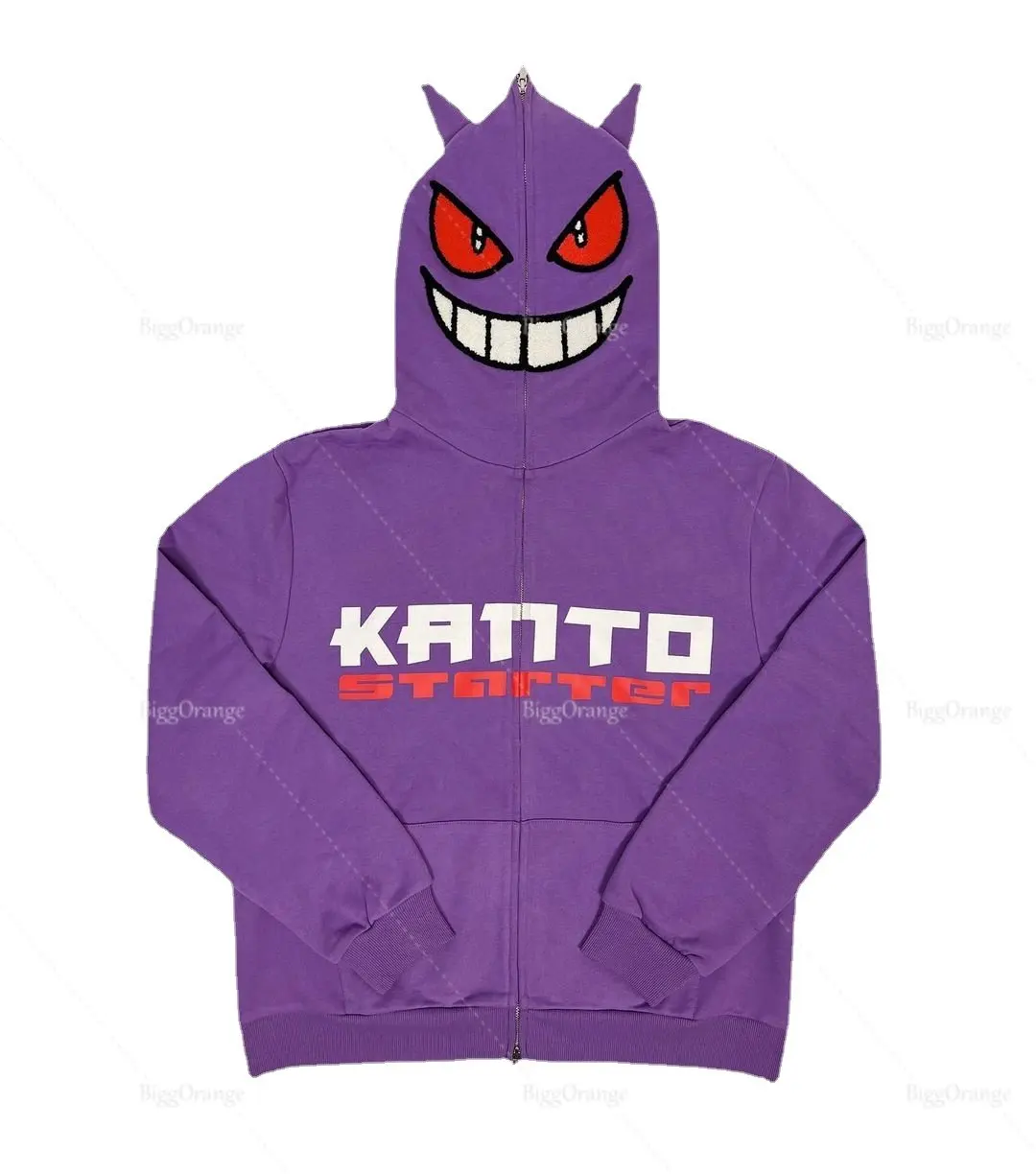 2022 Monster Face Print Letter Print Hoodie Purple Hoodie High Quality Harajuku Hoodie  hoodies women  sweatshirt hoodie