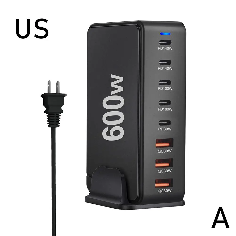 Pengisi daya Pd Cepat Desktop Usb 600w, 8 port Usb tipe Mobile Laptop C Pc adaptor pengisi daya ponsel Us/eu/uk/au Plug N2c3