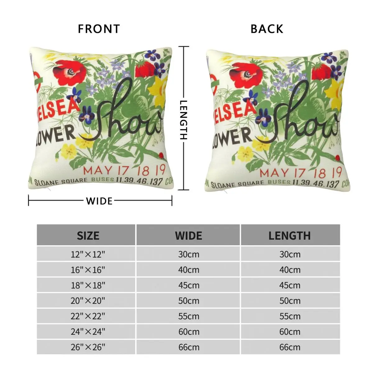 Chelsea Flower Show English Pillowcase Polyester Linen Velvet Printed Zip Decor Bed Cushion Cover Wholesale 45x45