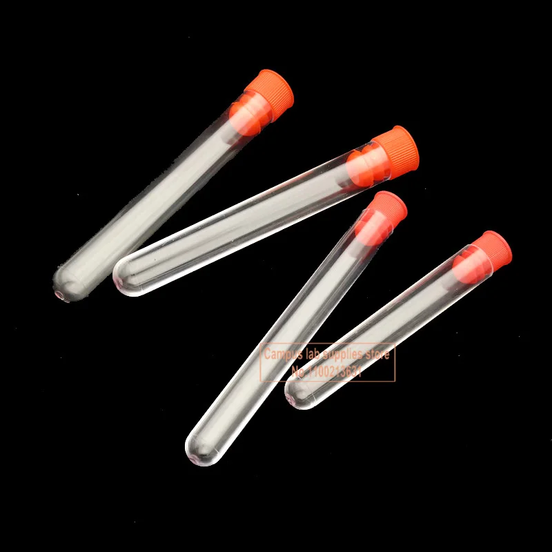 20pcs/50pcs Clear Plastic Test Tubes with Color Plugs Diameter 12/13/15/16mm PS Benzene-penetrating Test Tube