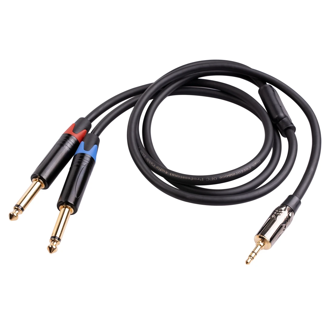 3.5mm to Dual 6.5mm Adapter Jack Audio Cable Double 6.35mm Male 1/4Inch Mono Jack to Stereo 1/8Inch 3.5mm Aux Cord, 1M